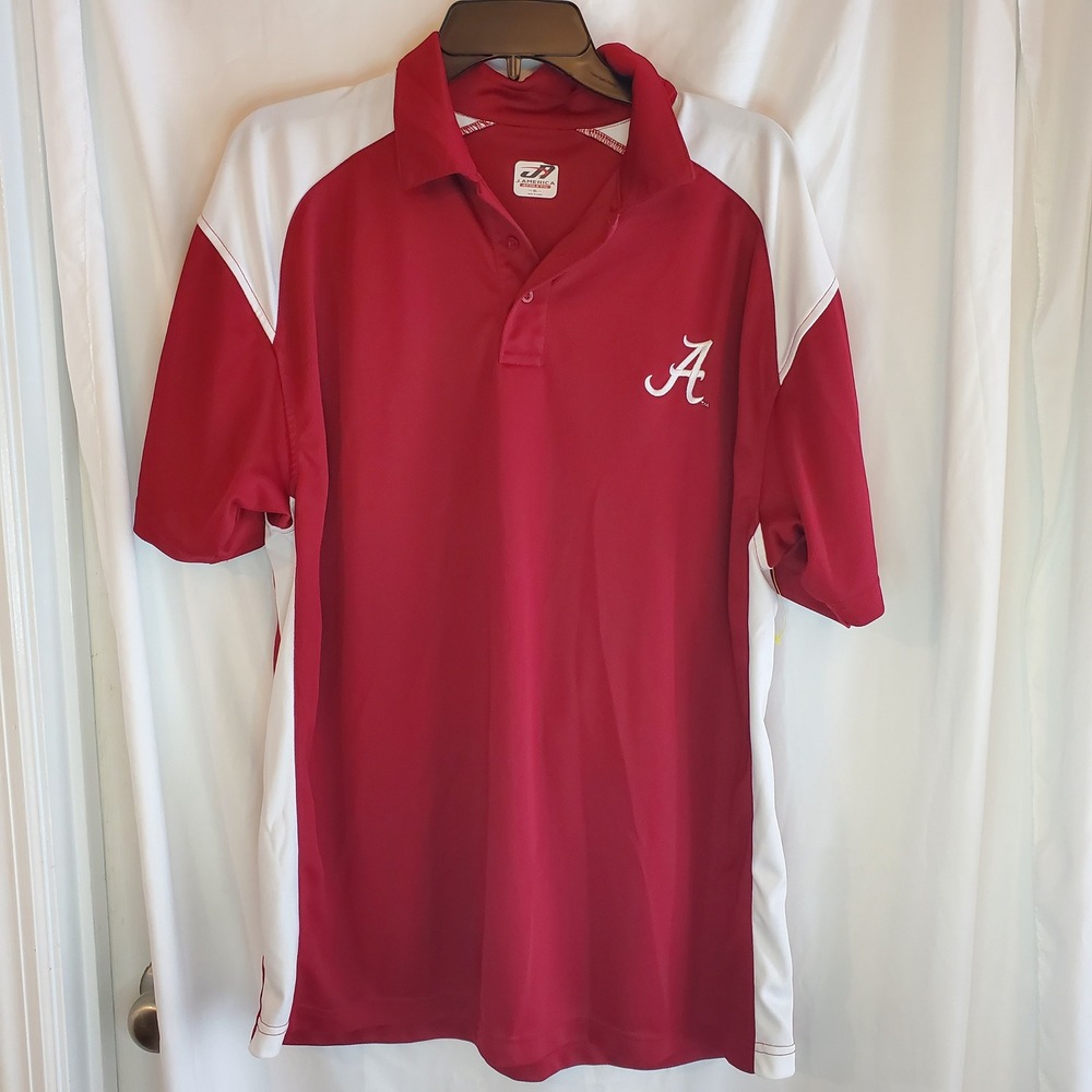 Alabama‎ Crimson Tide J. America Athletic Polo Shirt Mens XL Maroon White